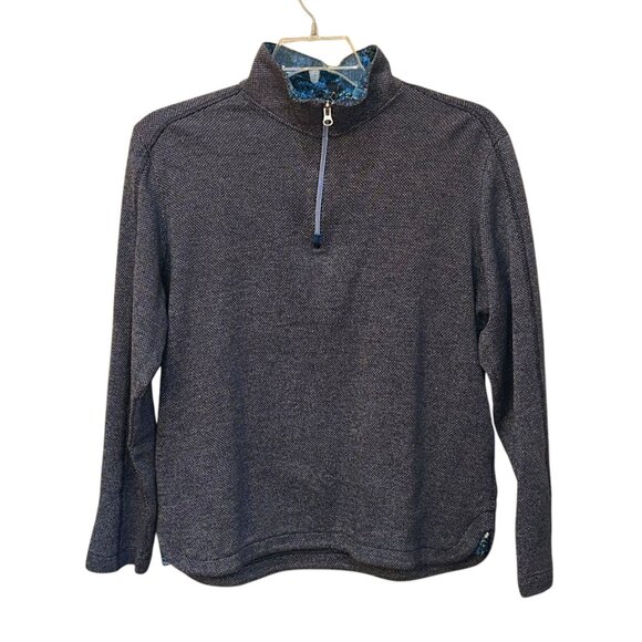 Robert Graham Lindell Long Sleeve Knit In Navy Classic‎ Fit Medium Quarter Zip - Picture 1 of 9
